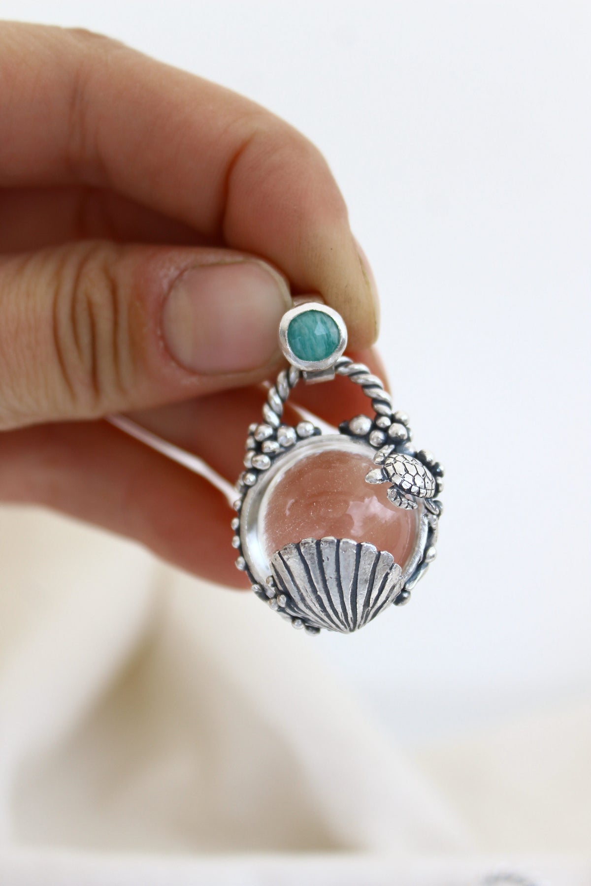 Burbuja Atlantis cuarzo cristal y Amazonita