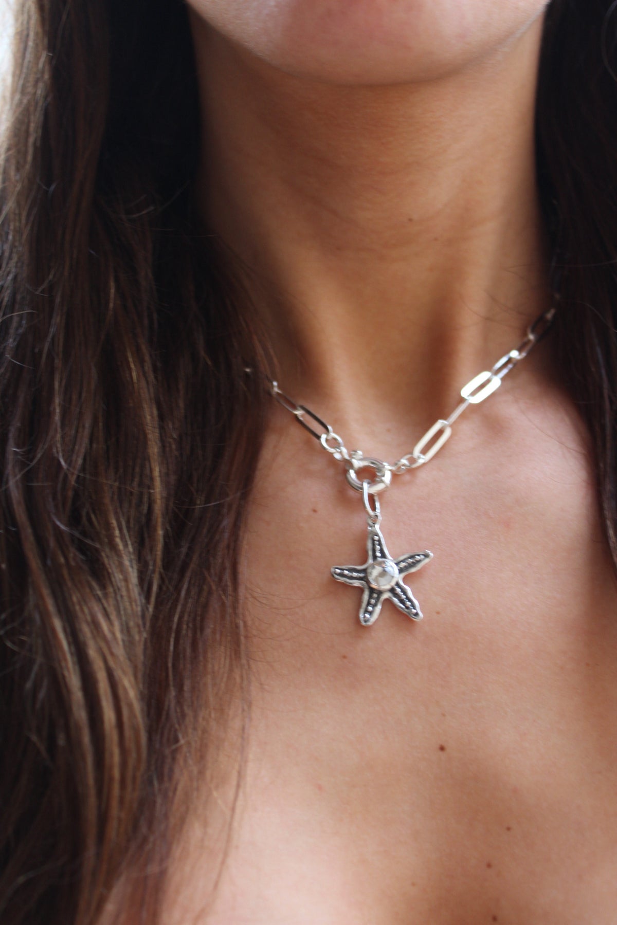 Collar estrella cristal blanco