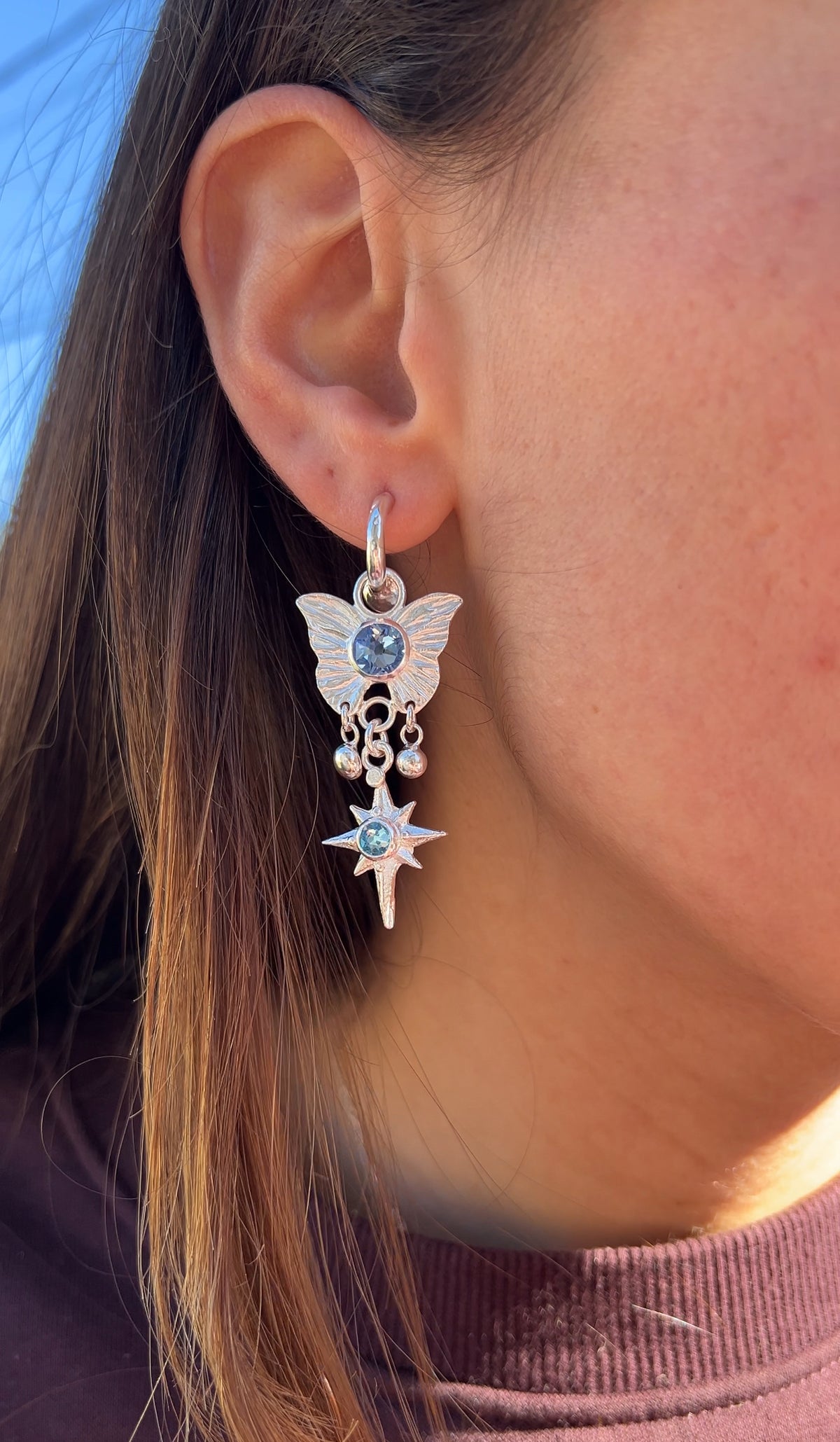 Aros Ninfa lila y celeste