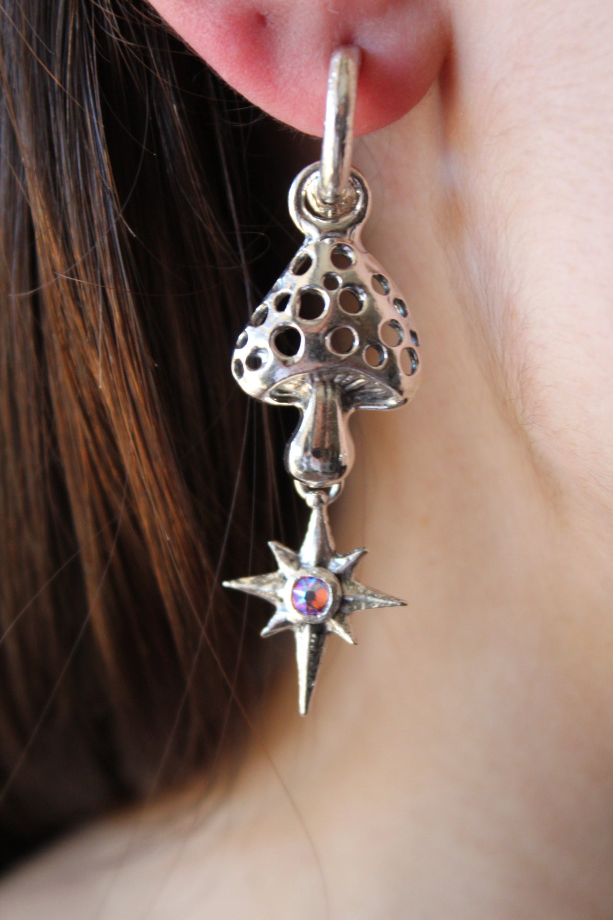 Aros hongo  mágico lucero cristal rose