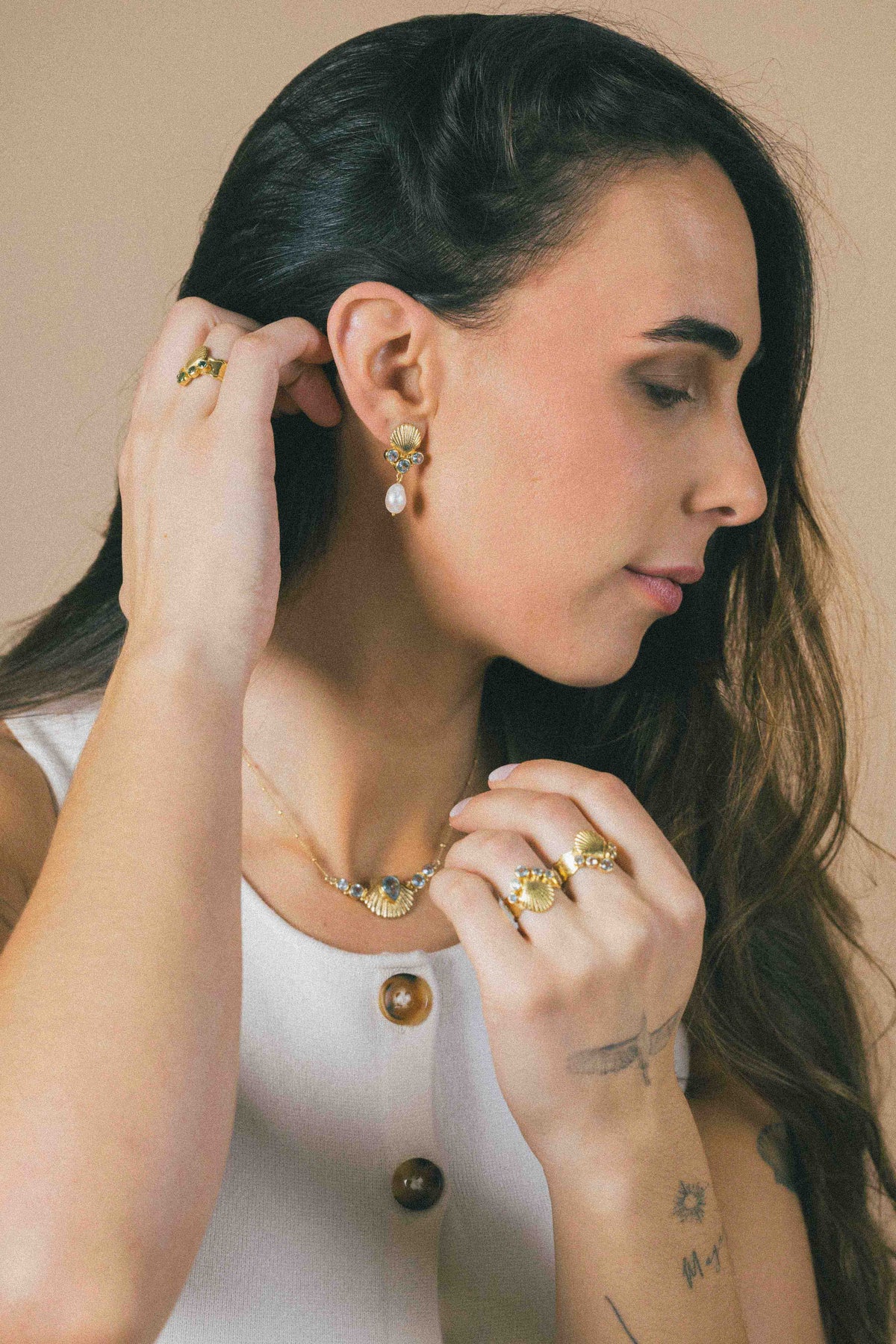 AROS CONMIISANKA GOLD DE TOPACIO CELESTE