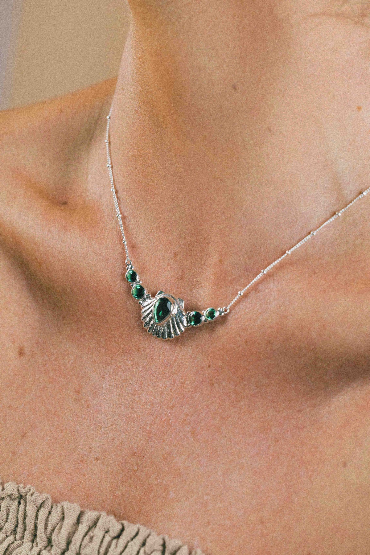 COLLAR CONMIISANKA DE PLATA DE CUARZO VERDE