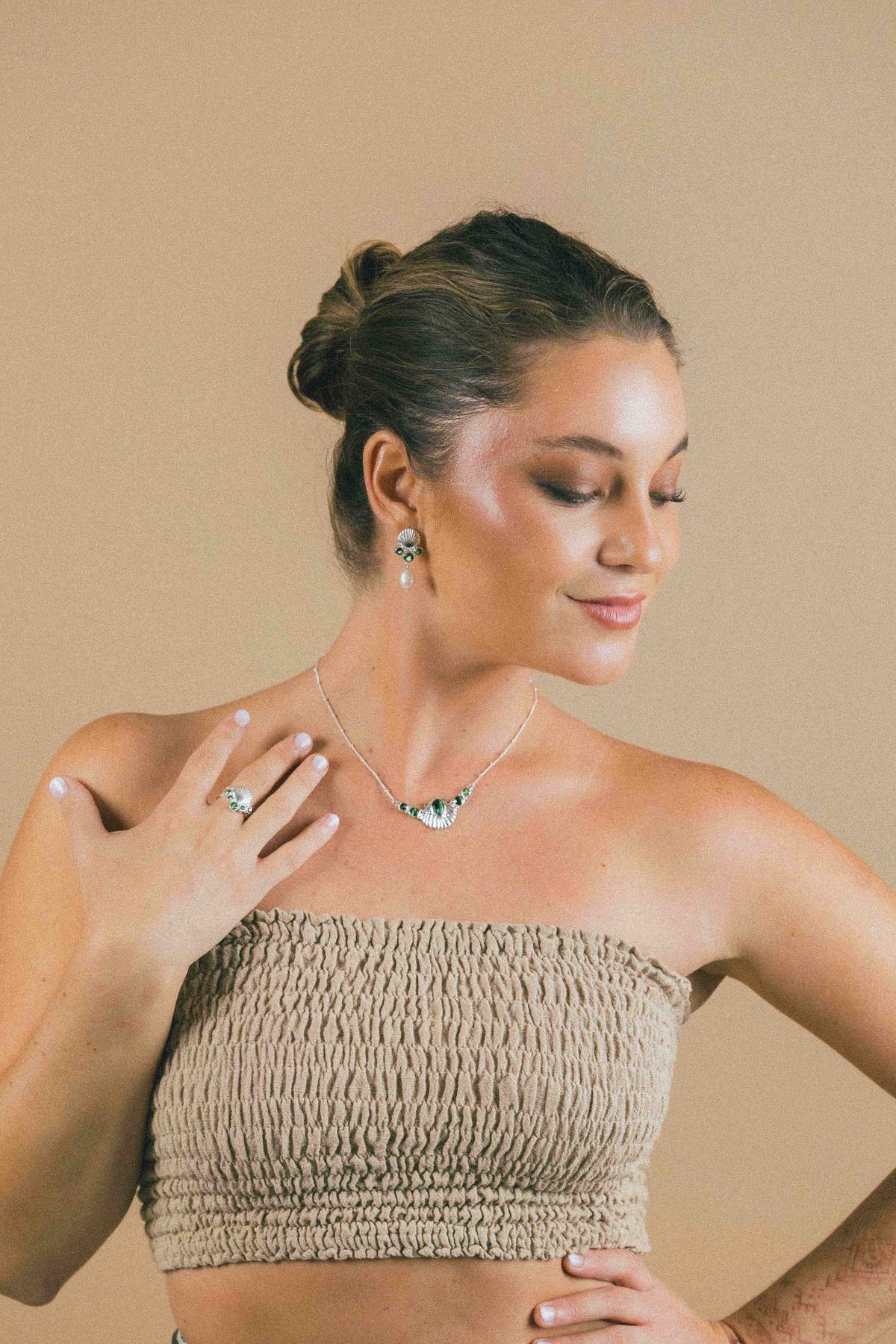 COLLAR CONMIISANKA DE PLATA DE CUARZO VERDE