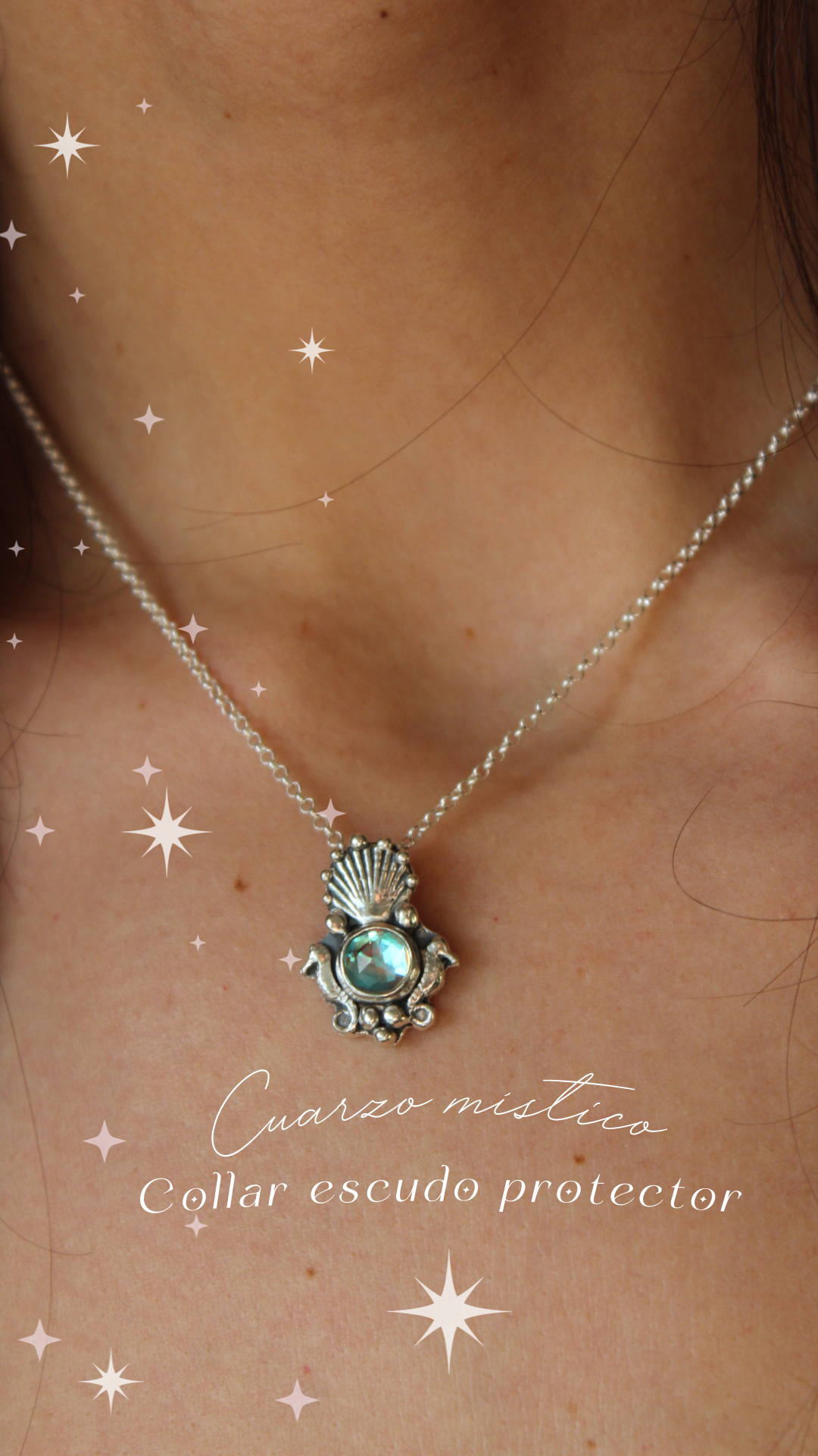 Collar escudo protector cuarzo místico