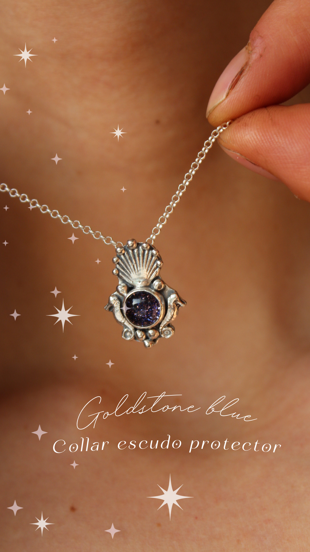 Collar escudo protector goldstone blue