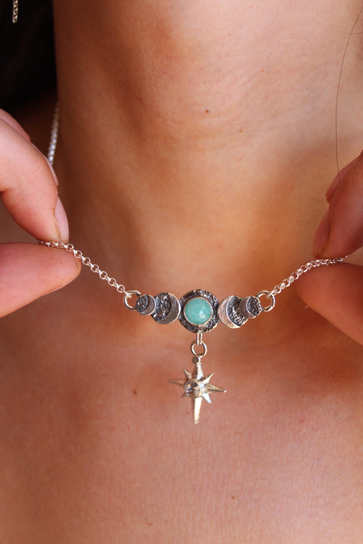 Collar ciclos Amazonita con lucero