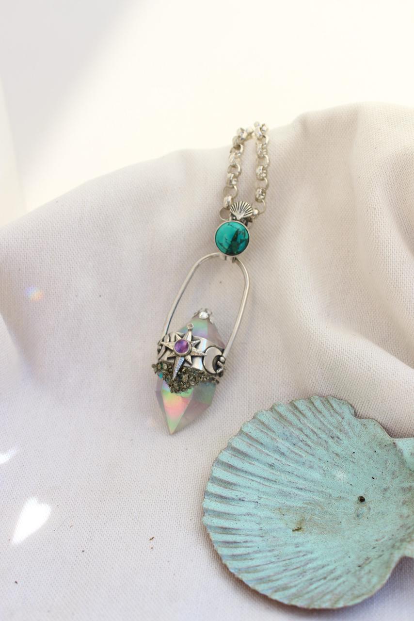 Amuleto ciclos doble punta estrellado